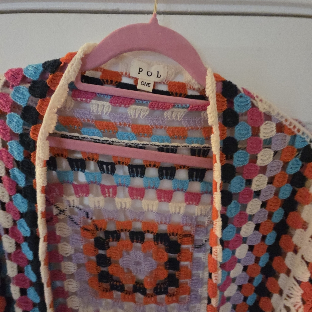 POL Crochet Granny Square Long Cardigan One Size New - Picture 4 of 6